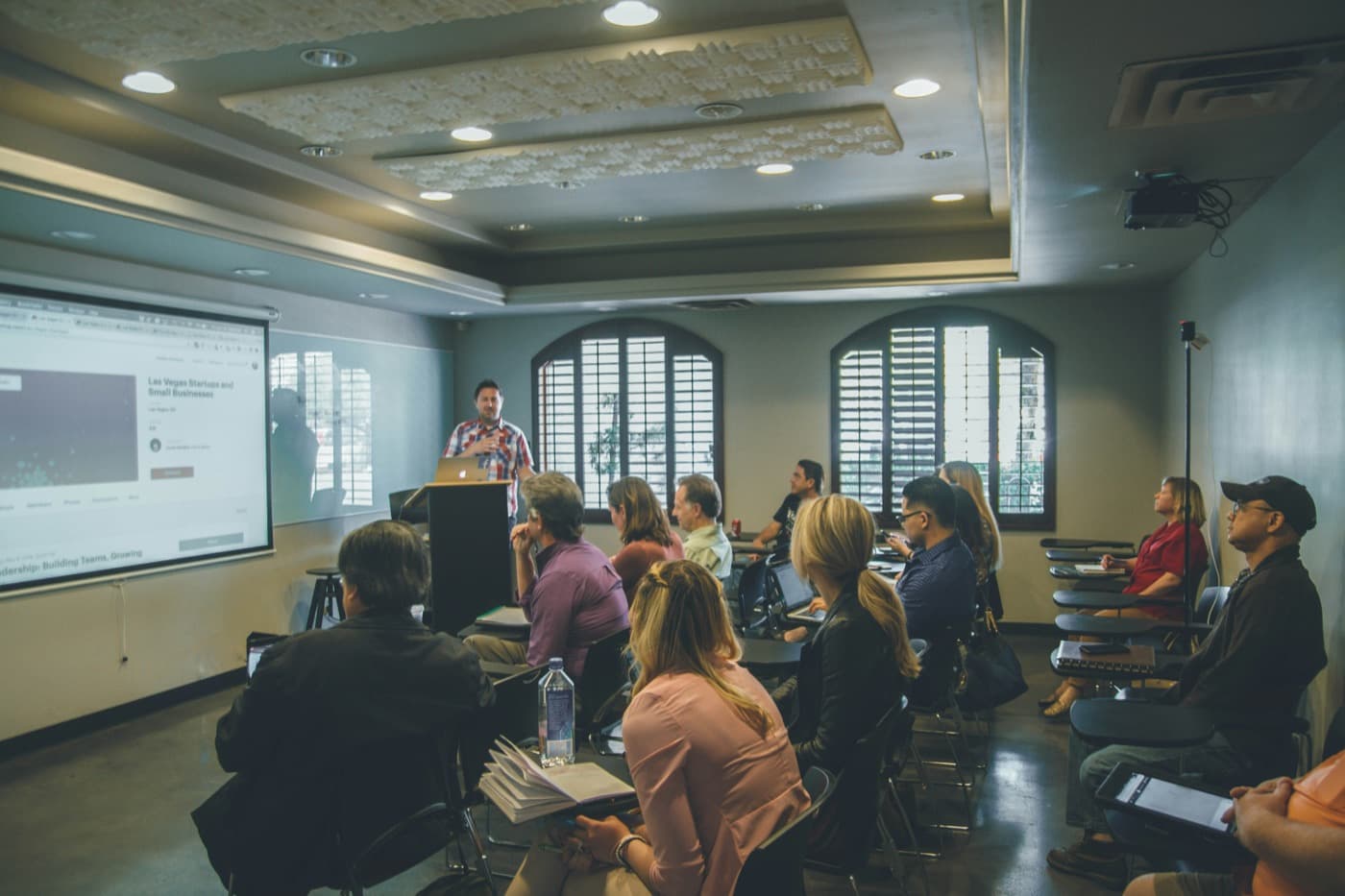 Adults attending a career training workshop